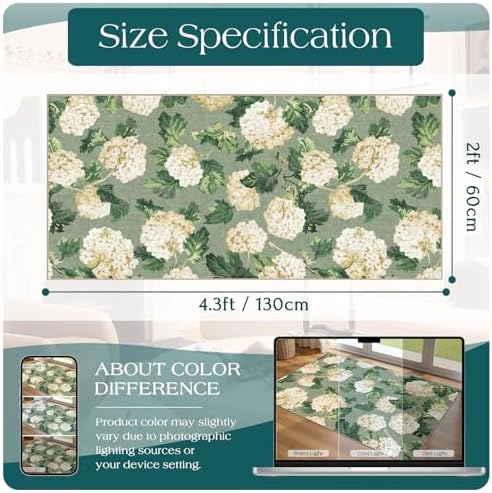 Front Door Mat Indoor Entrance - 2x4.3 Sage Green Beige Floral Rug