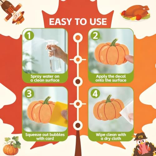 Thanksgiving Window Clings Fall Turkey Decorations for Glass 9 Sheet