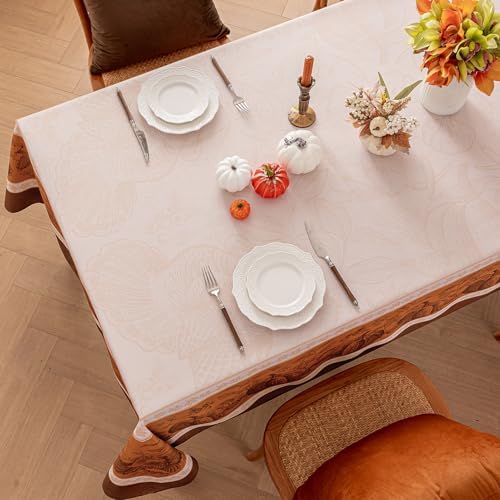 Romanstile Fall Thanksgiving Square Tablecloth 60 x 60 Inch, Orange