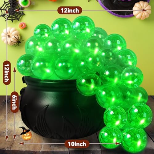Halloween Decorations Indoor - DIY Witches Bubbling Cauldron Set with Light, Halloween Hocus Pocus Party Decor Black Witch Plastic Cauldron Bowl Pot Decorations for Table Mantle