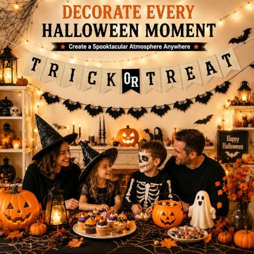 Uniwish Trick or Treat Banner Garland Halloween Decorations for Mantel