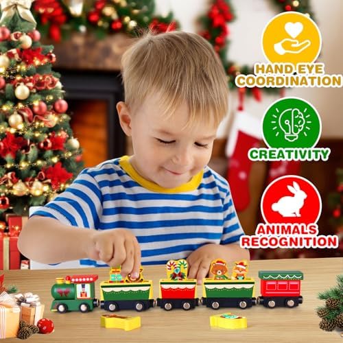 Toddler Advent Calendar 2026, 24pcs Magnetic Wooden Animal Train Set Christmas Advent Calendar 2026 for Kids, Countdown Calendar Gifts Montessori Train Stocking Stuffer for Toddlers, Boys and Girls