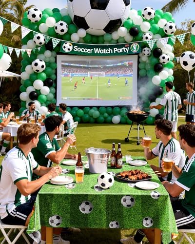 Pureegg Soccer Party Decorations 2026 Plastic Tablecloth