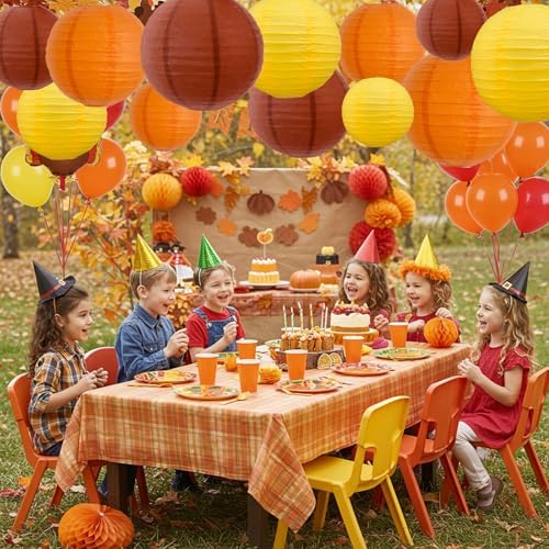 BEISHIDA Orange Paper Lanterns 12Pcs 6/8/10/12 Inch Round Chinese Lamp