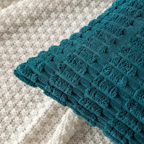 MIULEE Euro Sham Corduroy Decorative Throw Pillow Covers 24x24 Teal