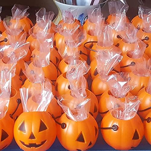 4E's Novelty 24 Pack Mini Pumpkin Trick or Treat Buckets Bulk Halloween Candy Holders Container for Kids, Halloween Goodie Bags Fillers Party Favor Toys