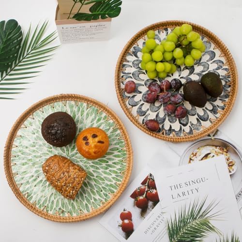 Round Rattan Tray / Leaf