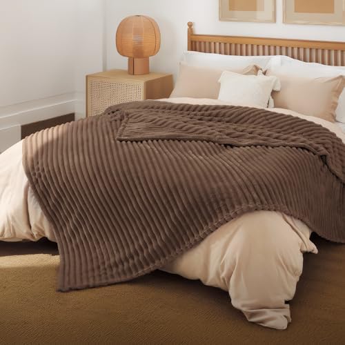 Bedsure Soft Queen Size Blanket for Bed Brown 90"x90"