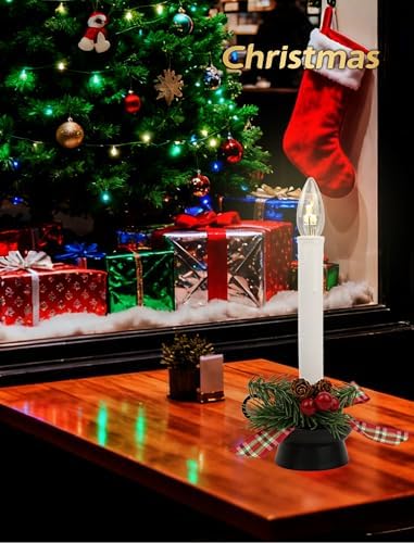 4PK Christmas Window Candle Light, 11" LED Antique Black Chamberstick