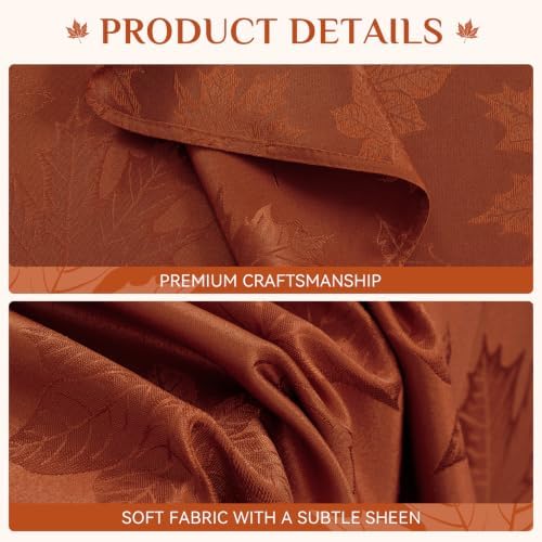 Softalker Fall Jacquard Rectangle Tablecloth, 60 x 102 Inch Rust
