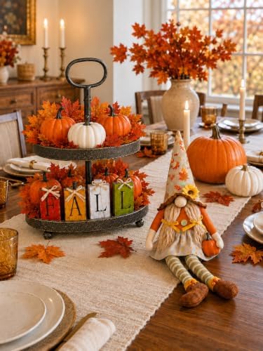 Fall Decor Tiered Tray Set of 65, Rustic Farmhouse Centerpieces for Tables
