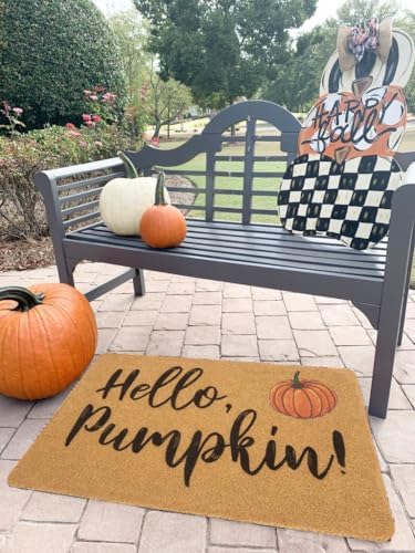 Hello-Pumpkin-Welcome-Doormat Fall-Outdoor Holiday Non-Slip-Mat Home Decor