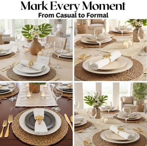 Alpha Living Home Metal Napkin Rings, Gold, Set of 12