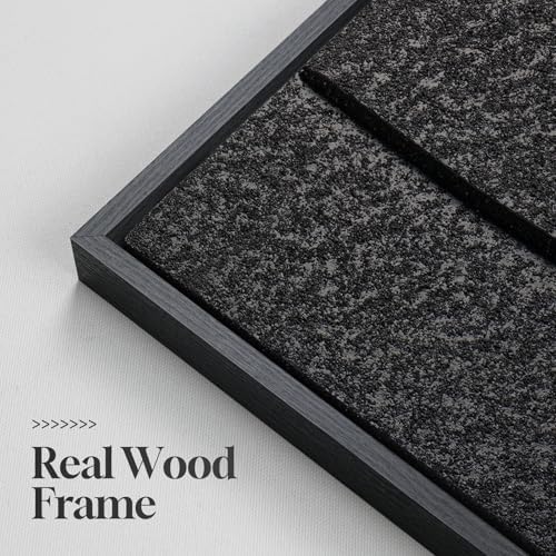 Large 3D Textured Modern Black Abstract Wall Art for Living Room, 3 Piece