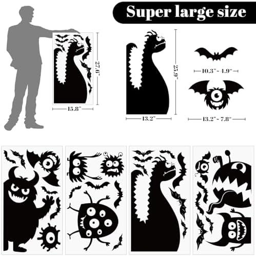 Large Halloween Window Clings Decorations Halloween Window Silhouette Decorations Scary Monster Silhouette Giant Halloween Stickers