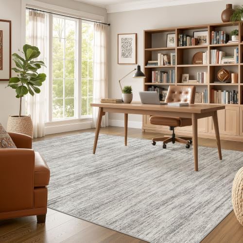 Nakagishi 10X12 Area Rugs Living Room: Washable Large Vintage Rug Neutral Non-Slip Soft Stain Resistant Indoor Carpet