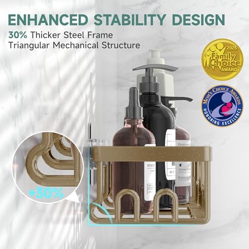 Veken Shower Caddy 6-Pack, No Drilling & Rustproof, Waterproof Adhesive Shelves Rack with Soap Holder, Large Capacity