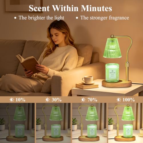Green Candle Warmer Lamp with Timer Dimmer Adjustable Height,Birthday Gifts for WomenElectric Wax Warmer Vintage Home