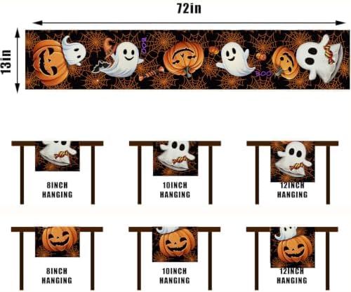 Halloween Table Runner Ghost Pumpkin Decorations Spider Web 13"x72"