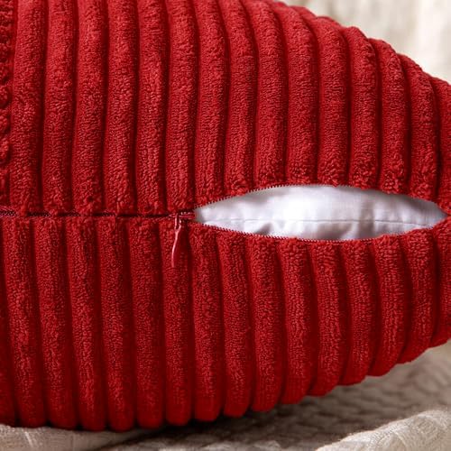 MIULEE Christmas Red Decorative Lumbar Throw Pillow Covers 12x20 in 2 Pack