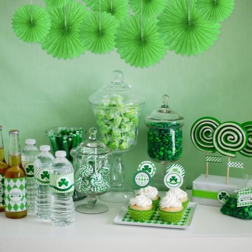 20 Pcs Grass Green Hanging Paper Fan, Hanging Honeycomb Round Paper Fans for Weddings, Birthdays, St. Patrick's Day, Baby Showers, Classroom, Events Ceiling Party Supplies Decorations