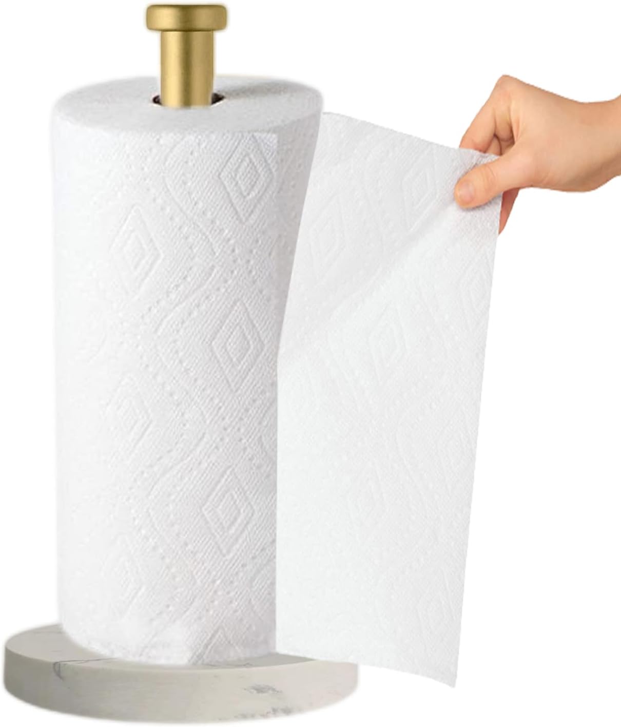 Paper Towel Holder Countertop, Standing Paper Towel Roll Holder for Kitchen Bathroom, with Weighted Marble Base for