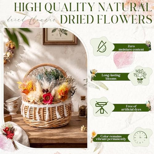 Layhit 12 Pcs Mini Dried Flower Bouquet Boho for Wedding,Camellia