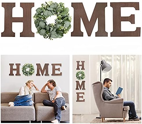 Pinkpum Wood Home Sign with Eucalyptus Wreath for O Home Decor Wall Decor