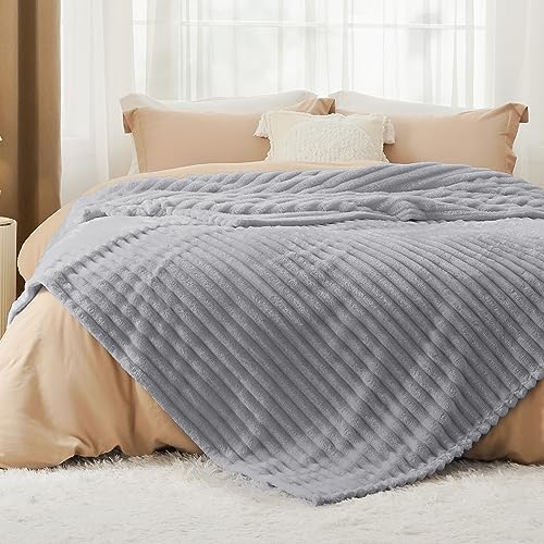 Bedsure Soft Queen Size Blanket for Bed Light Grey 90"x90"