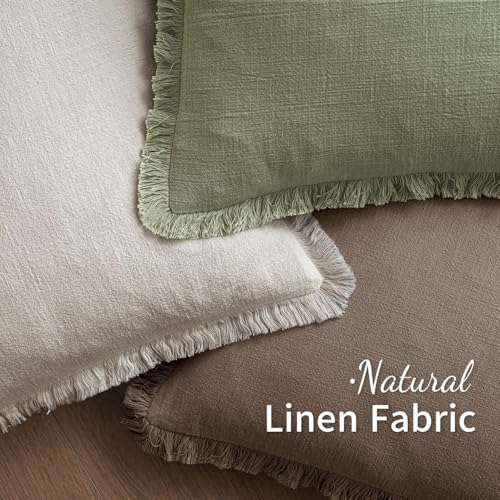 MIULEE Linen Decorative Fall Euro Throw Pillow Covers Cocoa Brown 28x28