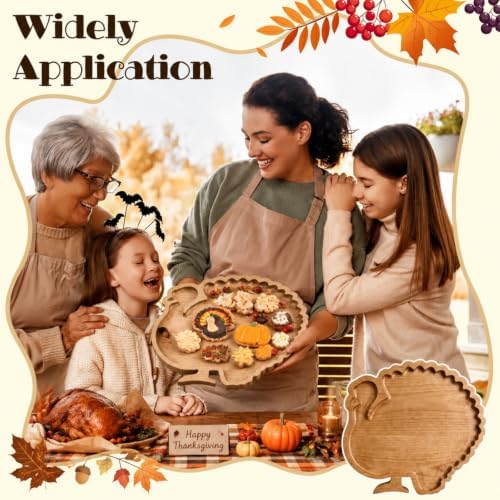 Sliner Turkey Charcuterie Board Wooden Thanksgiving Serving Platter Tray