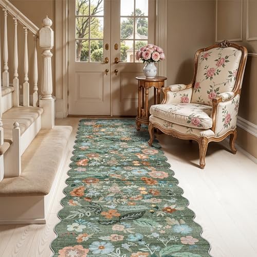 Washable 2x8 Hallway Runner Rug: Water-Resistant Kitchen Rug Soft Bedroom Carpet Non-Slip Indoor Hardwood Floor Mat for