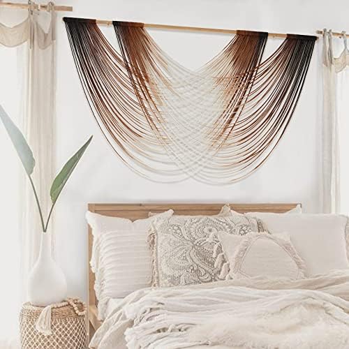 Macrame Wall Hanging Brown Dip Dyed Boho Fiber Art Decor 57"W*35"L