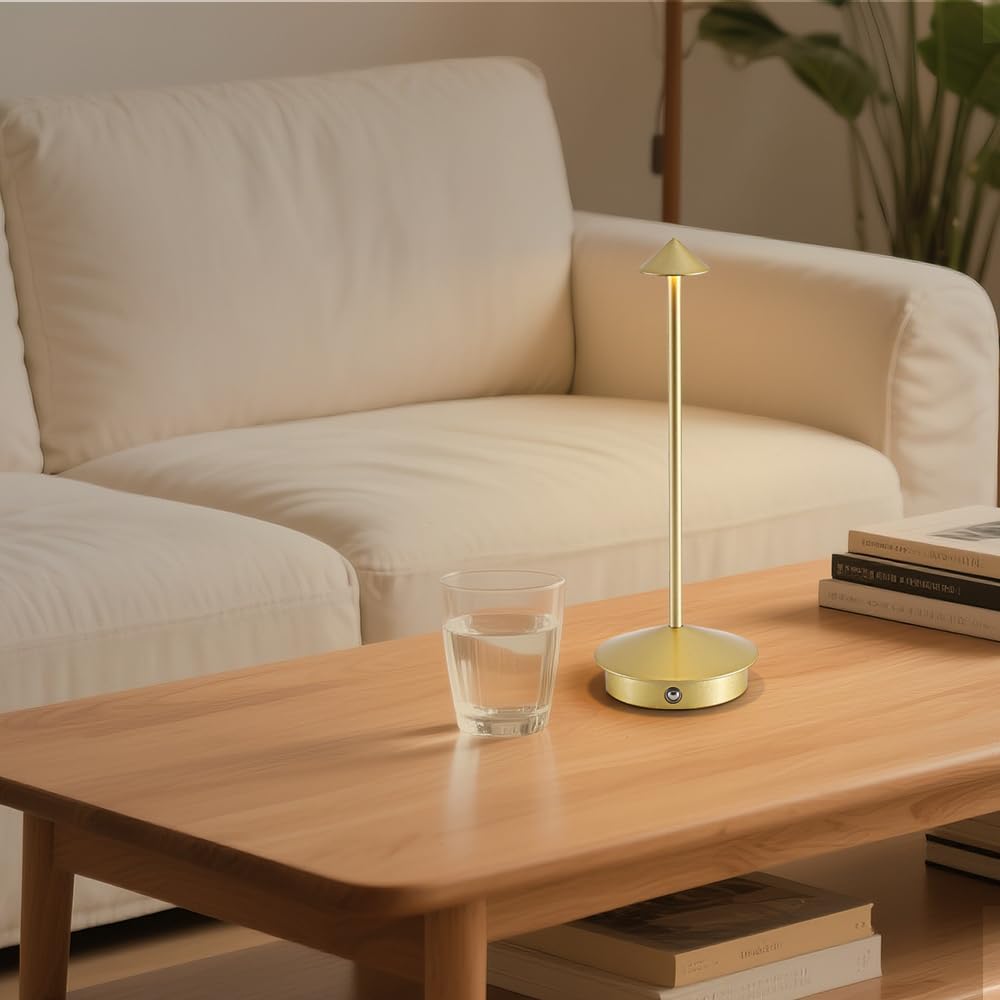 2 Pack Aluminum Cordless Table Lamp, 6000mAh Rechargeable Table Lamps, Portable Touch LED Lamp, Outdoor Waterproof