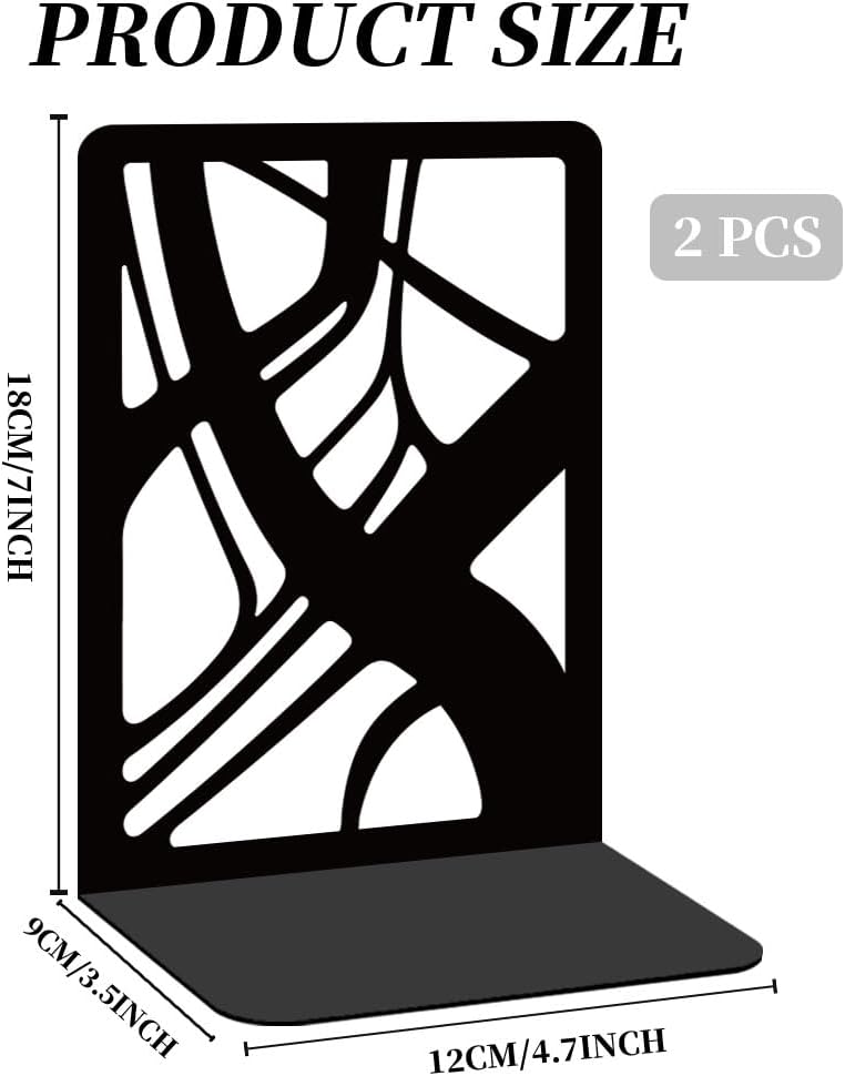 Metal Bookends for Desk Organizer / Abstract / Black