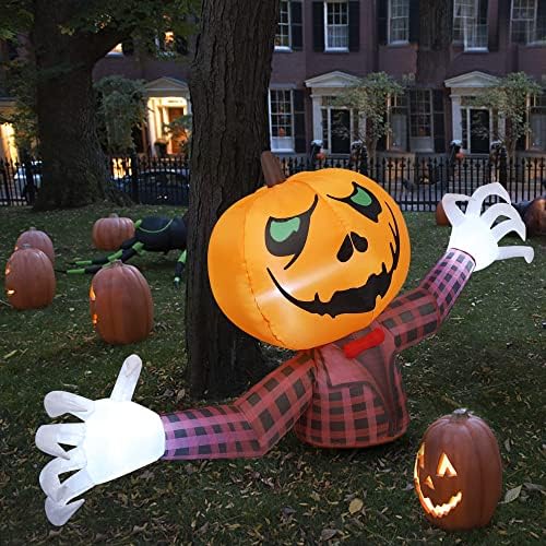 Youngfan 7FT Long Halloween Inflatable Outdoor Decorations Pumpkin Ghost