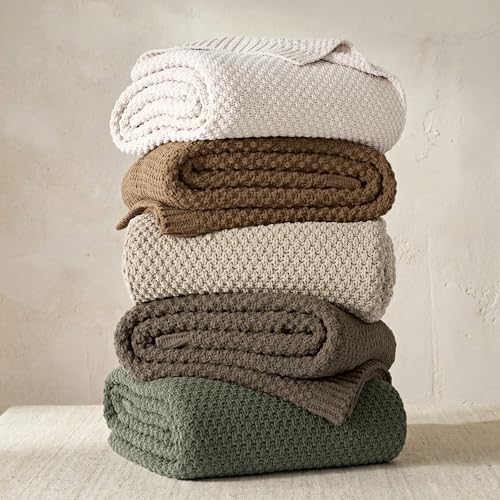 EVERGRACEHOME Chunky Chenille Knit Throw Blanket, 108x92, Mocha Brown