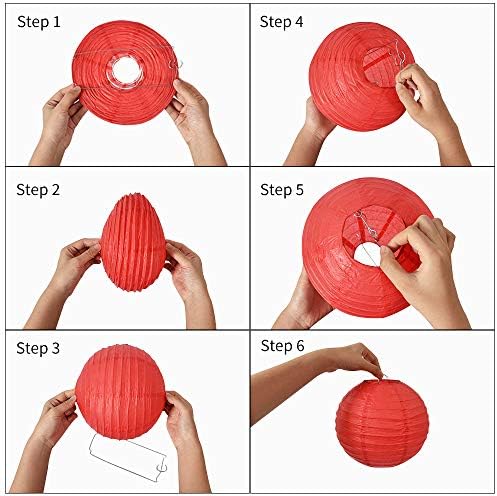 BEISHIDA 6 Inch Red Paper Lanterns 6 Packs Hanging Round Chinese Lantern