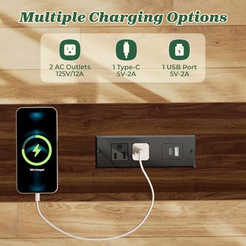 SUPERJARE 78.8 inch Narrow Behind Couch Table with Charging Stations