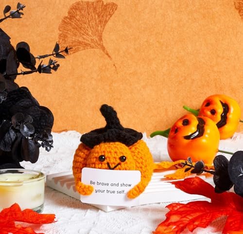 DUQGUHO Halloween Small Decor Bulk Emotional Postive Support Crochet Cute Stuff Pumpkin Gifts 1PC