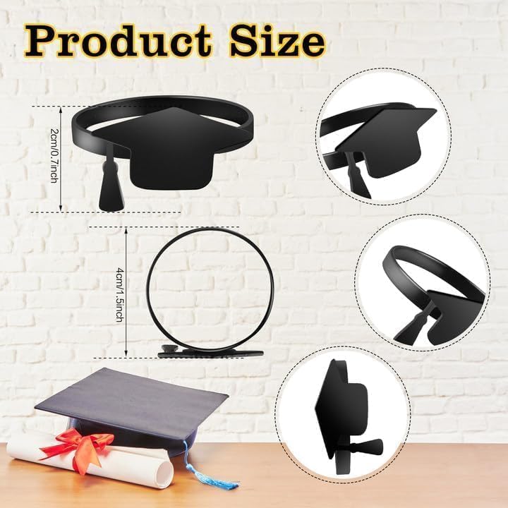 20 PCS Graduation Napkin Rings, 2026 Graduation Black Napkin Holders for Cloth Napkins Metal Napkin Holder Bulk for Graduation Party Supplies Graduation Table Decor