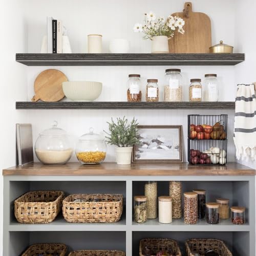 QEEIG Extra Long Floating Shelves for Wall (Grey, Set of 2, 47.2")