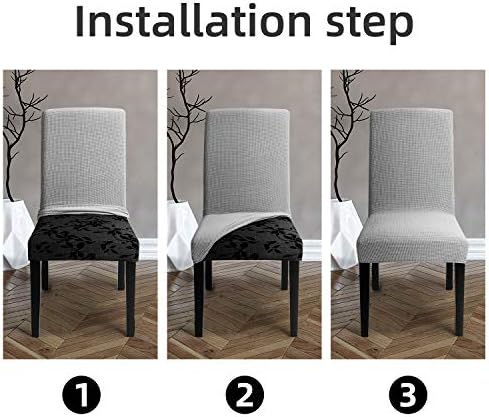 Chair Covers for Dining Room - Stretch Chair Slipcovers for Decorative Seat Protector Armless Removable Washable Elastic Dinner Universal Spandex Solid Chair Slip Covers Set (Grey,6)