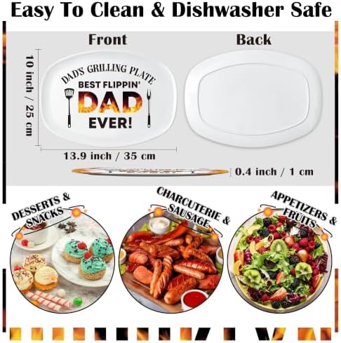 R HORSE Dad Melamine Grill Platter Gift, White Oval Barbecue Serving Tray