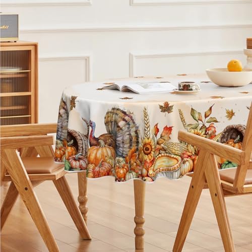 Horaldaily Thanksgiving Tablecloth 60×84 Inch Oval, Holiday Decor