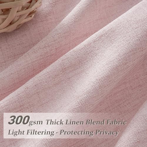 Pretty Light Pink Semi Sheer Curtains 96 Inches Long for Living Room 2 Panels Set, Memory Shaped Pinch Pleated 8 FT