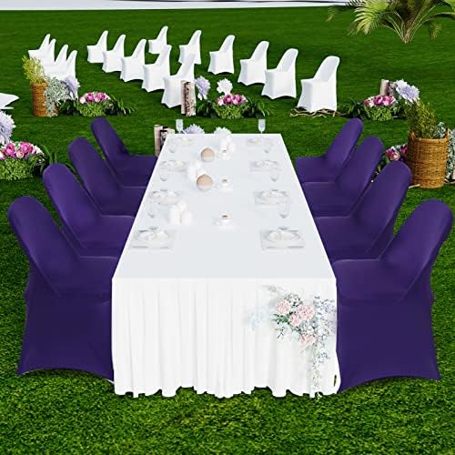 HAINARverS Folding Chair Covers for Wedding, 10PCS Purple