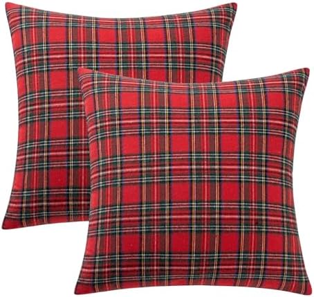 MIULEE Christmas Plaid Pillow Covers Scottish Tartan 26x26 Red