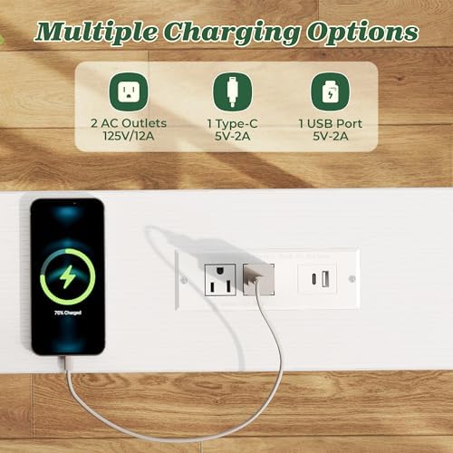SUPERJARE 78.8 inch Narrow Behind Couch Table with 2 Charging Stations