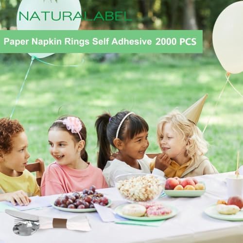NATURALABEL Self-Adhesive Napkin Bands, Pack of 2,000, Brown